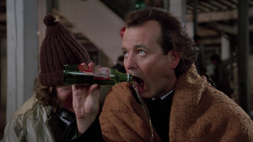 Frank Cross (Bill Murray) getting into the, um, spirit.